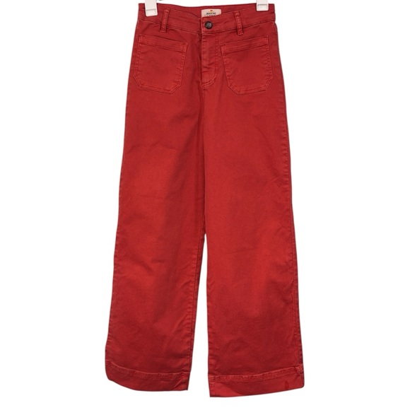 Marine Layer Pants - Marine Layer Wide Leg Bridget Crop Orange Denim Pants Size 4 NWOT Womens